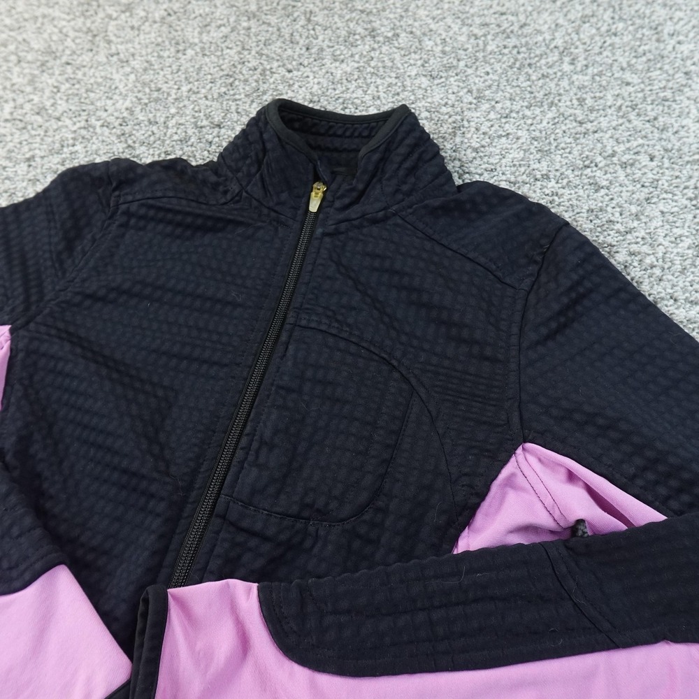 VTG Nike Jacket Womens S Black Pink Sphere Waffle Grid‎ Fleece Full Zip Run Y2K